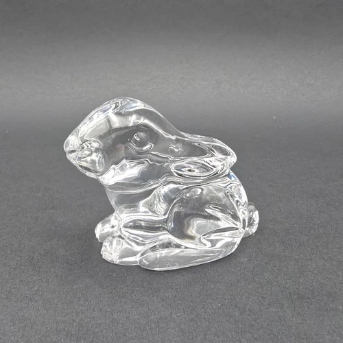 Waterford Crystal Easter Bunny Figurine Sitting Rabbit Ears Down Vintage Signed