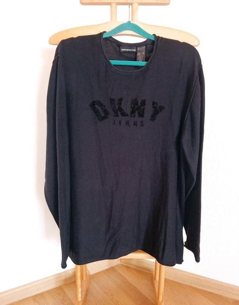 Men DKNY Sweater Black Knit 42 / XL / 50