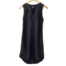 Old Navy Black Silky Rayon Tank Sheath Dress V-Neck String Tie Women’s XS