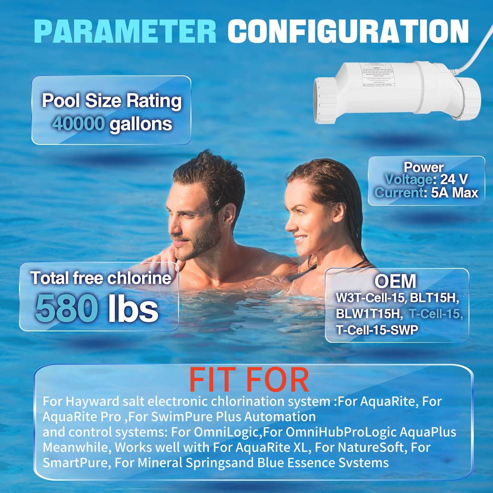 1* 5A Max Current Salt Cell Chlorine Generator For Aquarite Pro For Omnilogic