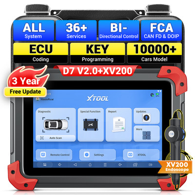2026 XTOOL D7 Car Bidirectional OBD2 Scanner Diagnostic Tool + XV200 Endoscope