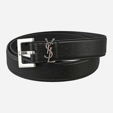 Saint Laurent 5S Men Monogram Cassandra Belt Silver Black 634440 AAC8A 132456880