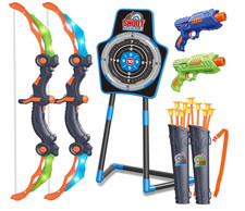 2 Bow and Arrow Sets with LED Light-up,2 Foam Dart Guns for Kids 5 6 7 8 9 10 