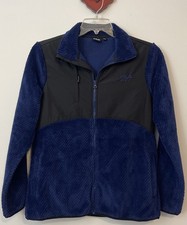 Fila Sport Womens Large Blue Zip-Up Ribbed Fleece Light Collared Jacket M896