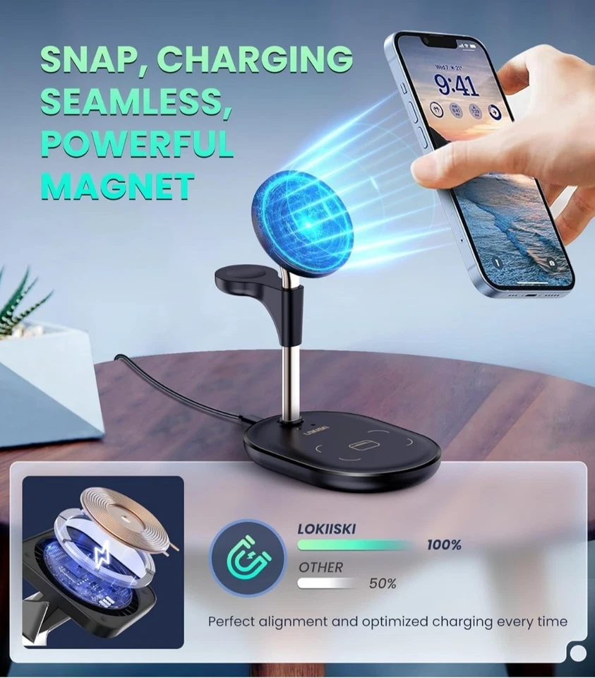 3 in 1 Wireless Charging Station for Multiple Devices Apple, 20W QC3.0 Fast... - Image 3 of 4