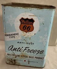 PHILLIPS 66 vintage anti- freeze 1 gallon empty can light blue snowflake graphic