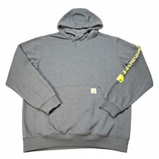 Carhartt Mens Loose Fit Graphic Sleeve Hoodie Grey Neon TS0288-M K288 Large