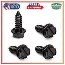 Black License Plate Screws Set of 4 Rustproof Zinc Plated for Cars and Trucks