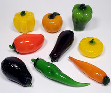 Vintage Handblown Murano Style Heavy Glass Vegetables 9 Pepper Carrot Avocado