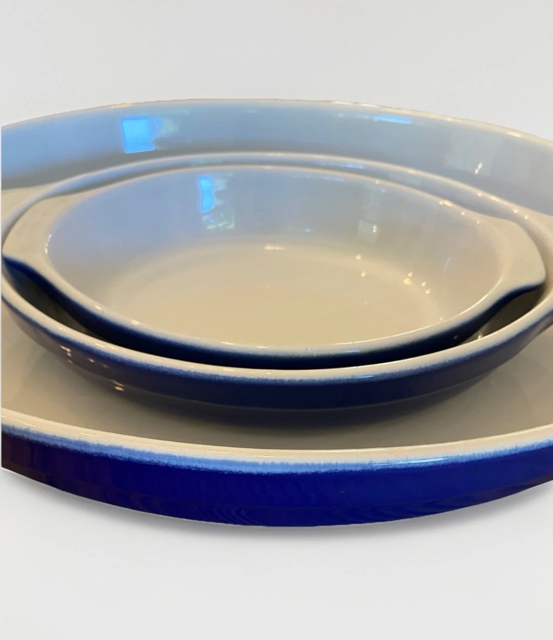 Emile Henry France Ceramic Casserole Dishes - 3-Piece Lot Azur Blue