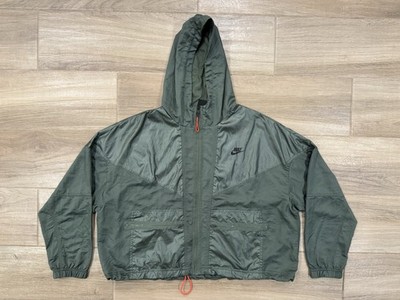 Nike Women's Cargo Windrunner Jacket 2XL Crop Relaxed Green Sportswear Lined Zip