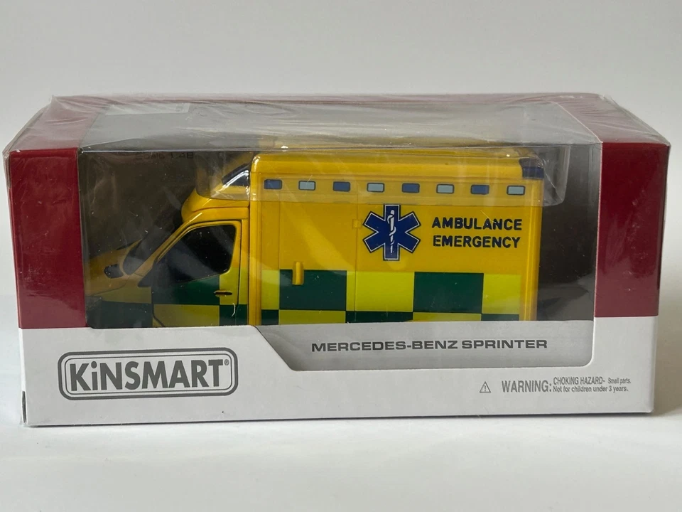 1 Mercedes-Benz Sprinter Ambulance Model Toy Car Diecast Yellow 1:48 Kinsmart - Image 3 of 4