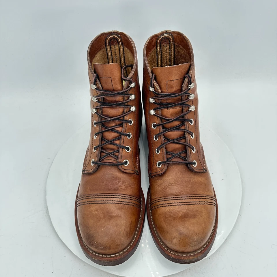 Red Wing Iron Ranger Men Size 9.5 D Medium Brown Leather Cap Toe Ankle Boot - Image 3 of 4