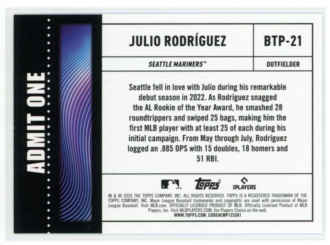 JULIO RODRIGUEZ 2026 Topps Series 1 Big Ticket Player #BTP-21 | eBay