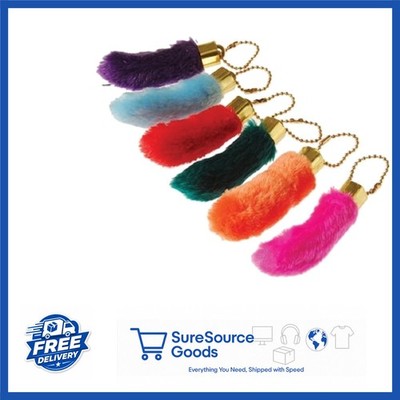 Faux Lucky Rabbit's Foot Key Chains Key Rings - Assorted Colors, 12 Pieces