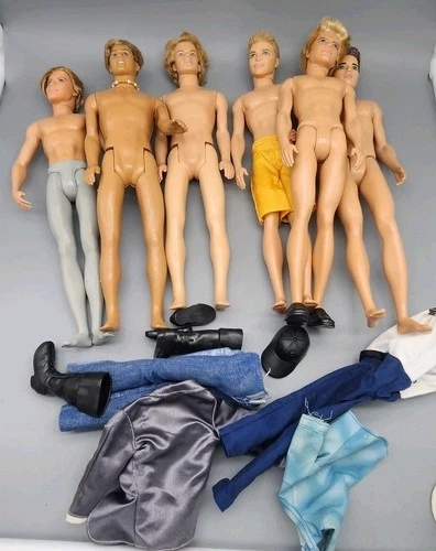Lot of 6 Vintage Ken Dolls, Mattel, Different years, Pre-owned some clothes