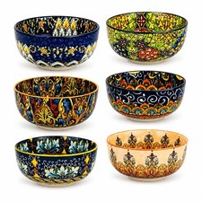 ELZONYX Cereal Bowls Set of 6, Bohemian Ceramic Soup Bowls, 28 oz,