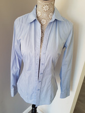 Bluse H&M hellblau Gr. 34, Langarm, Damen Business Oberteil