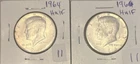 New ListingKENNEDY SILVER HALF DOLLARS 40% LOT OF 2 COINS 1964, 1966