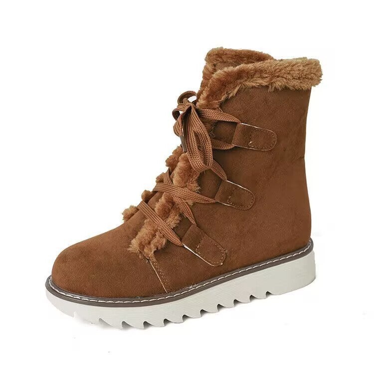 &rsquo;s Fleece-lined Suede Snow Boots With Lace-up Design &ndash; W