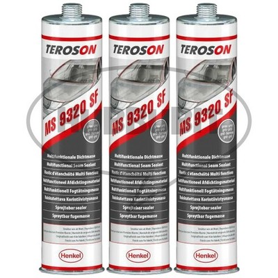 Teroson MS 9320 SF Grey Gray Sprayable Seam Sealer 310ml - 3 Pack
