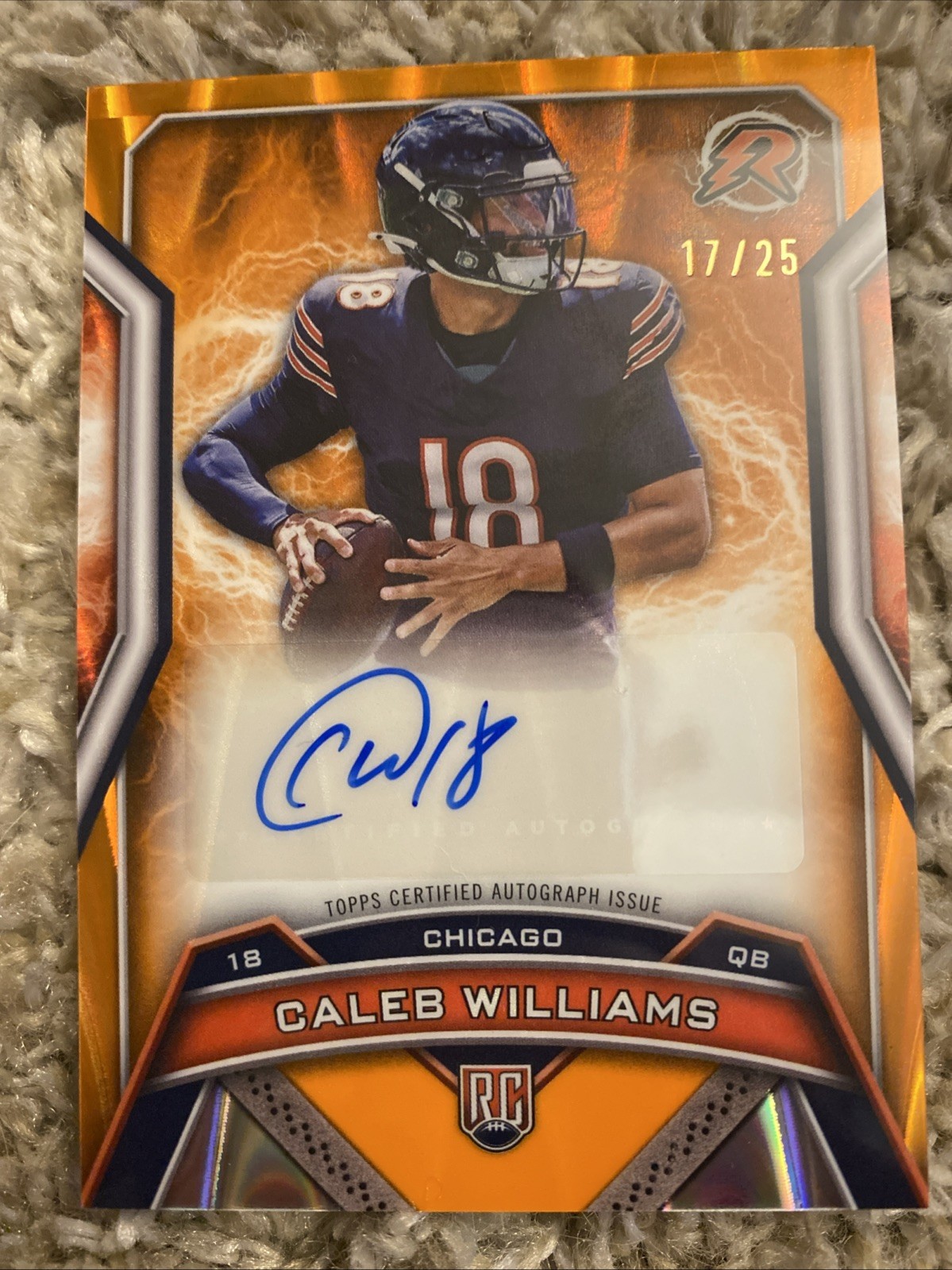 2024 Topps Resurgence Caleb Williams Orange Power Surge AUTO Refractor /25