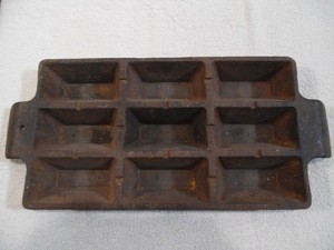 Antique Smelting Cast Iron 9 Bar Heavy Ingot Mold Blacksmith