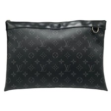 Louis Vuitton Monogram Eclipse Pochette Discovery Clutch Bag Black M62291