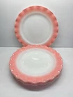 Hazel Atlas Dinner Plates 8 7/8” Plates Set Of 4 Vintage Pink Crinoline Ruffle