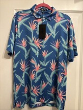 Bad Birdie Polo Shirt Mens Large Multicolor Tropics Stretch Golf NWT