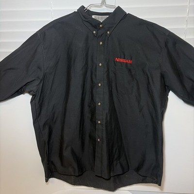 Red Kap Nissan Black Button Up Short Sleeve Mechanic Shirt Collared Men's 3X