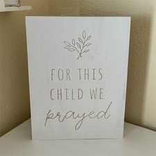 Hobby Lobby "For This Child We Prayed" Religious Wall Decor White/Beige
