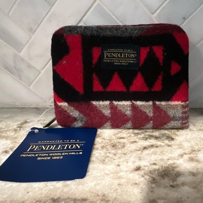 Pendleton Mini Accordion Wallet Zip-Around Geometric Red Black Gray