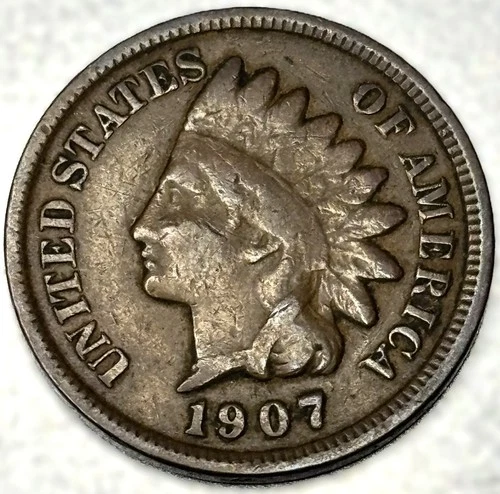 1907 Indian Head Cent Penny Good Condition 1c One Cent US Coin- 1237