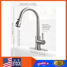 WEWE High Arc Brushed Nickel Kitchen Faucet, Single Handle Pull-Out Sprayer