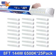 25 Pack 8' LED Bulbs 144W 6500K 18000LM Garage Shop Light T8 Led Tube Fixture