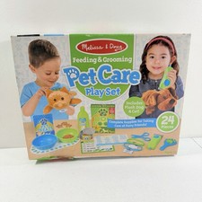 Melissa Doug Feeding Grooming Pet Care Play Set Plush Cat Dog 24p Toddler Toy