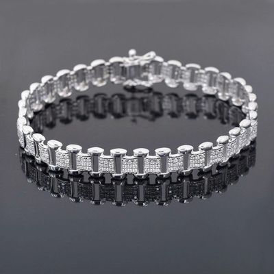 #ad Certified 3Ct Diamonds Men#x27;s Link Bracelet In 925 Silver Tariffs Free $278.80