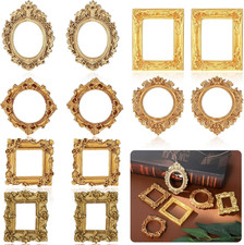 12PCS Mini Gold Picture Frames Vintage Small Antique Resin Picture Frames Oval R