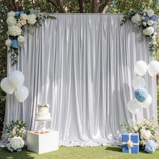 10ft x 10ft Silver Sequin Backdrop Curtain for Parties, Wrinkle Free Thick Gl...