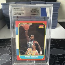 Vintage 1986-87 Fleer Darryl Dawkins Jersey Fusion Game Used Patch Beckett Auth