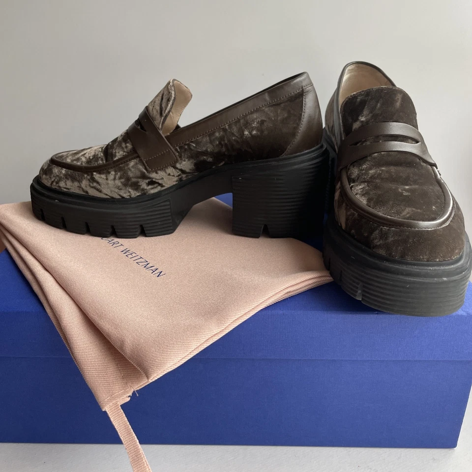 Mocasín/terciopelo trufa Stuart Weitzman Soho EE. UU. 6B/UE 36,5 apenas usado en caja Foto 3 de 4