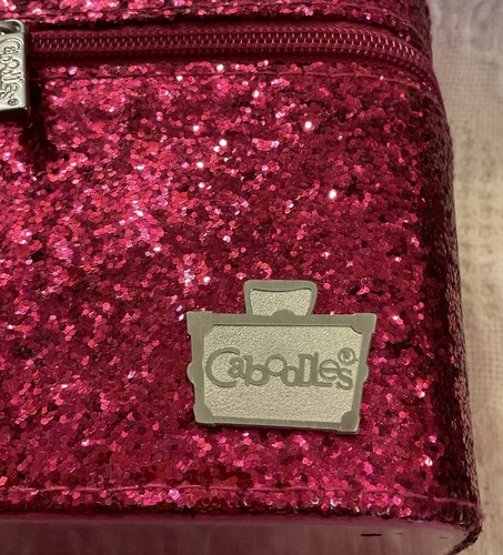 Caboodles “On The Go” Hot Pink Glitter Mini Girls Make-up Case W/ Mirror Zipper - Picture 7 of 14