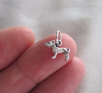 Very small Sterling Silver dog Pit Bull mini tiny charm.