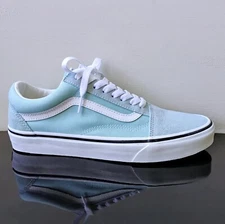 Vans Men's Old Skool Color Theory Suede/Canvas Sneaker in Beautiful Canal Blue