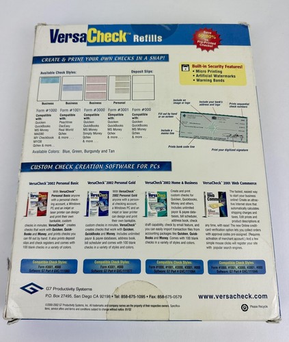 VERSACHECK BLANK Negocios RECARGAS-FORMULARIO 3000 250 Hojas 750 Cheques Verde - Imagen 2 de 4