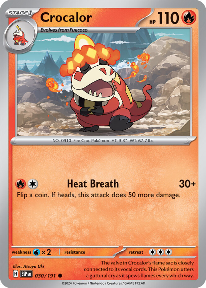 Pokemon Crocalor - 030/191 - Common NM-Mint Surging Sparks