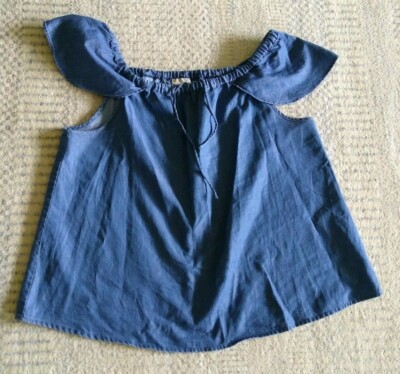 Women s Small Denim-Like Material Off-the-Shoulder Shirt J. Crew, Size S
