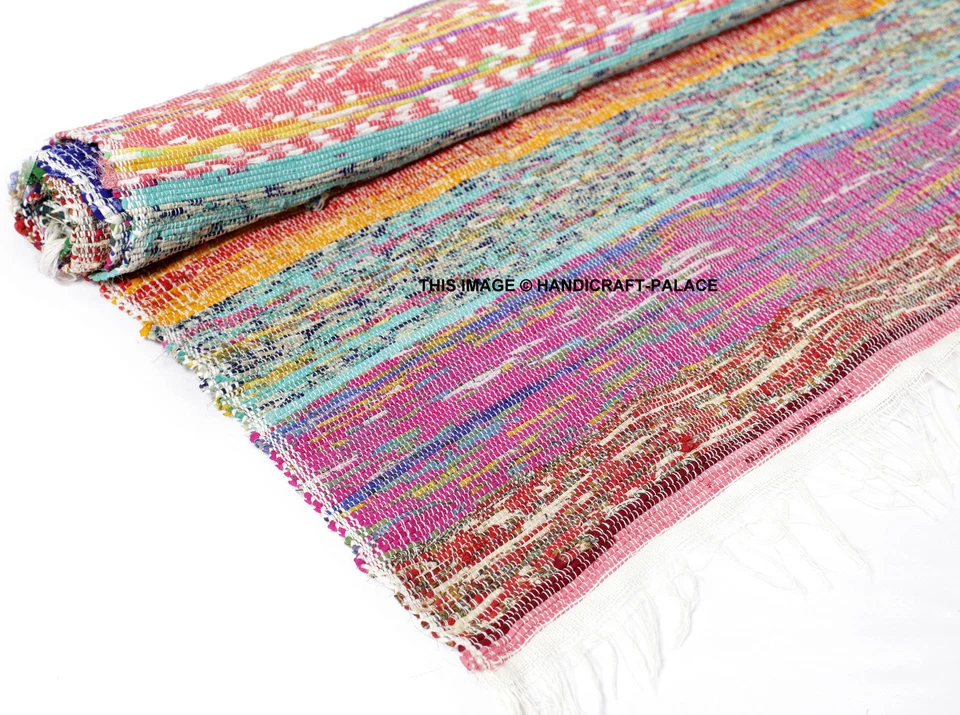 Tapis Chindi Remboursé En Coton 100% Pour Cuisine Salon 70" X 45" Indien - Photo 2/3