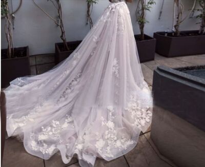 Bridal Wedding Removable Detachable Skirt Train 5 Layer Tulle Ruffles For Party